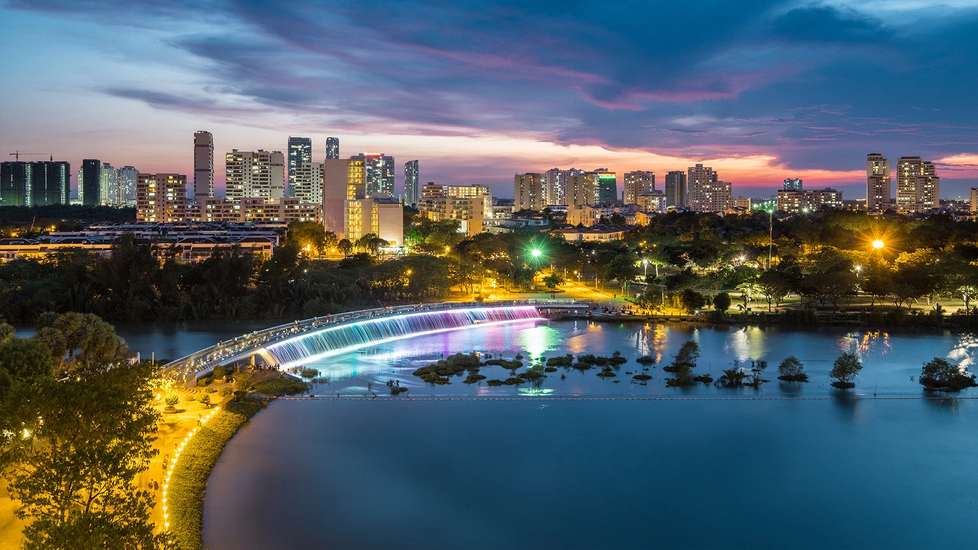 Ban Nguyet Lake central of Phu My Hung, District 7 Ho Chi Minh City, Vietnam