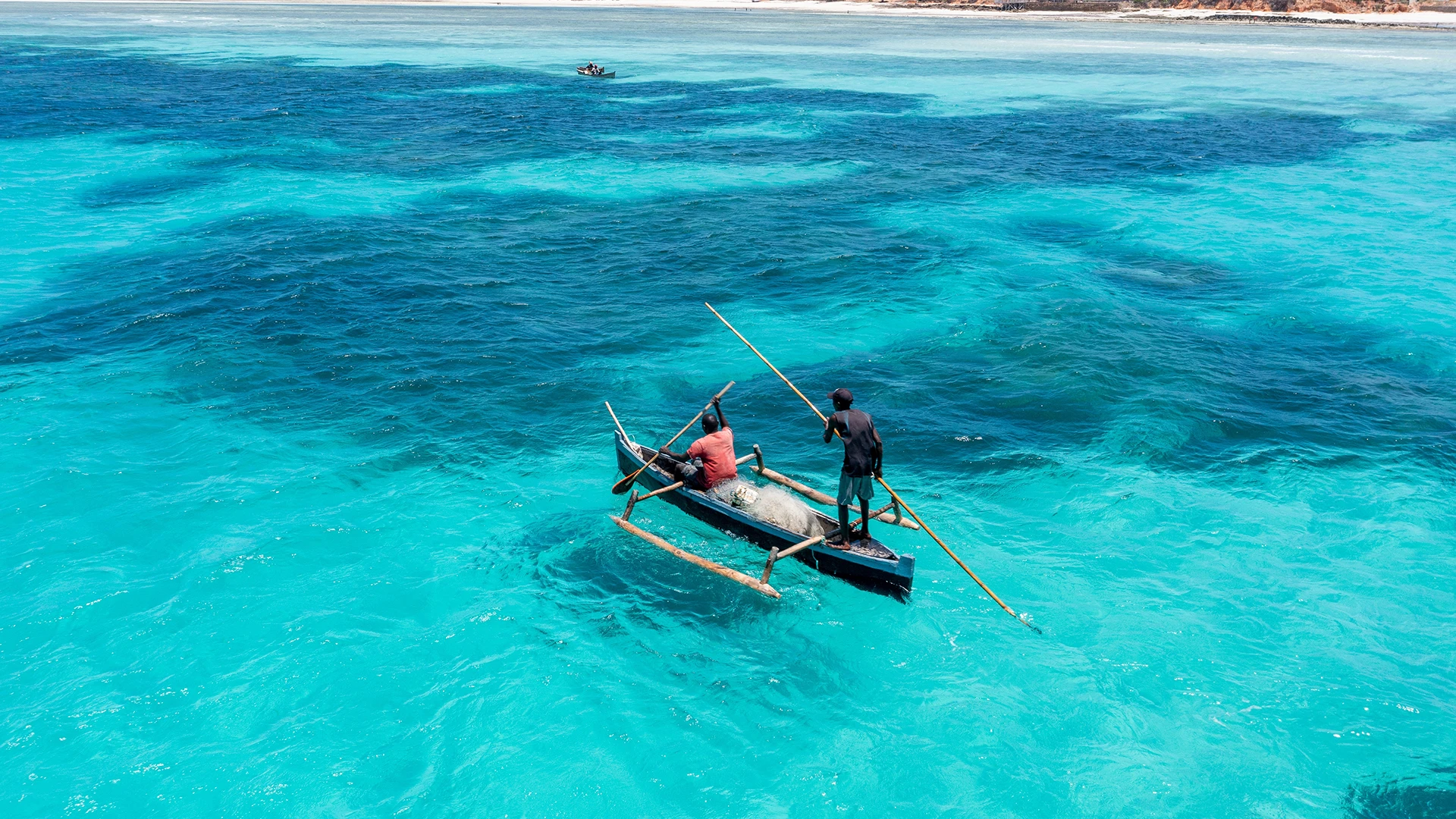 Fishermen on the tropical coast