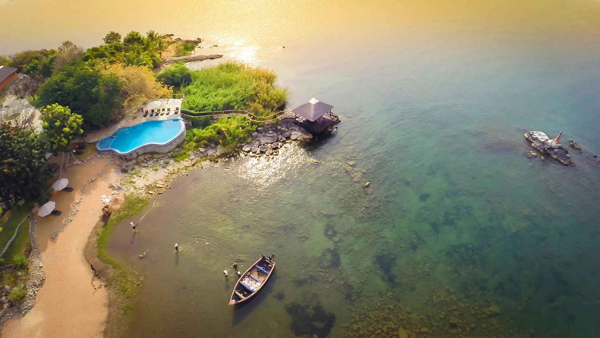 Aerial View Blue Zebra Island Lodge Malawi