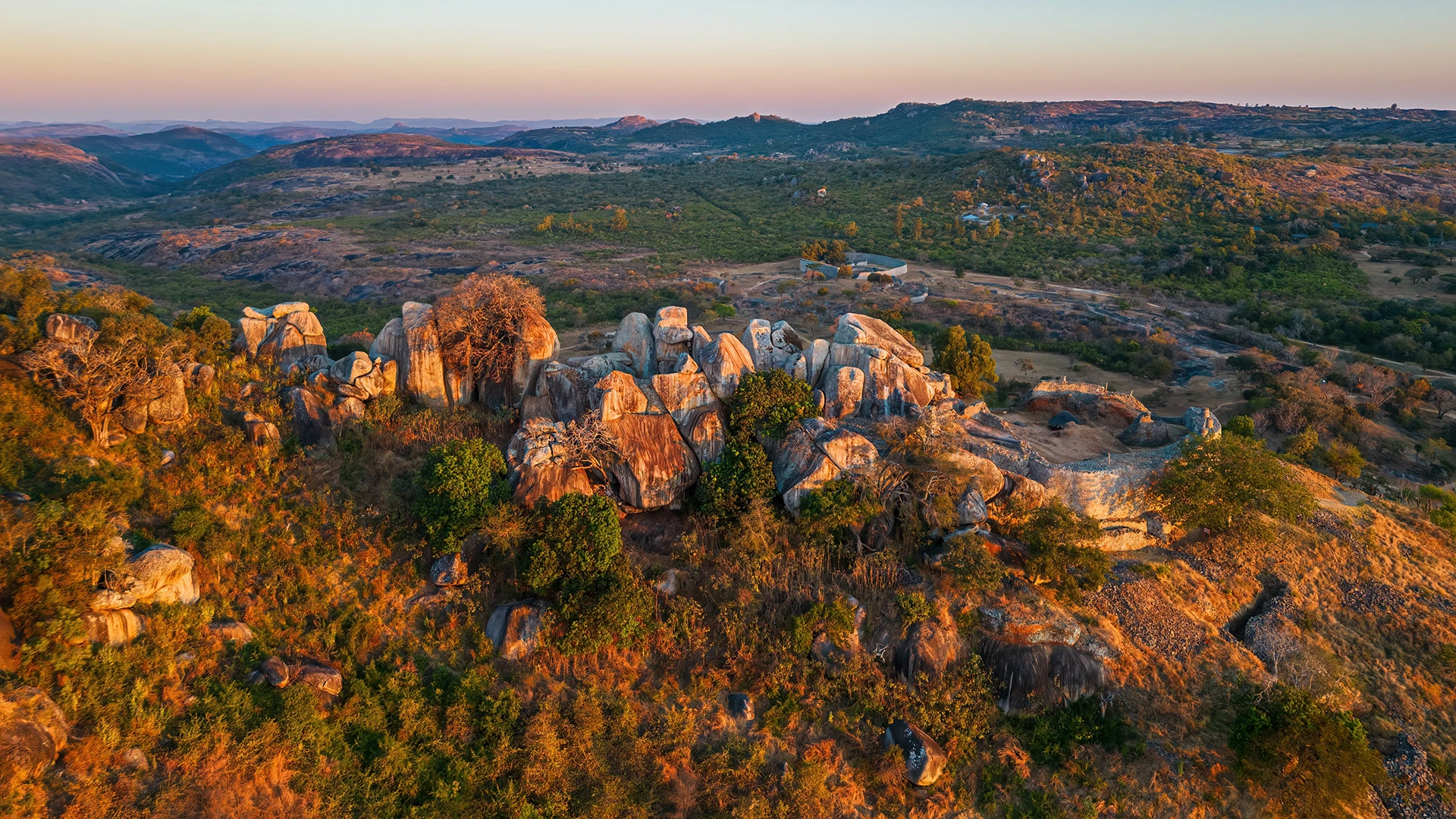 Aerial view of the ruins