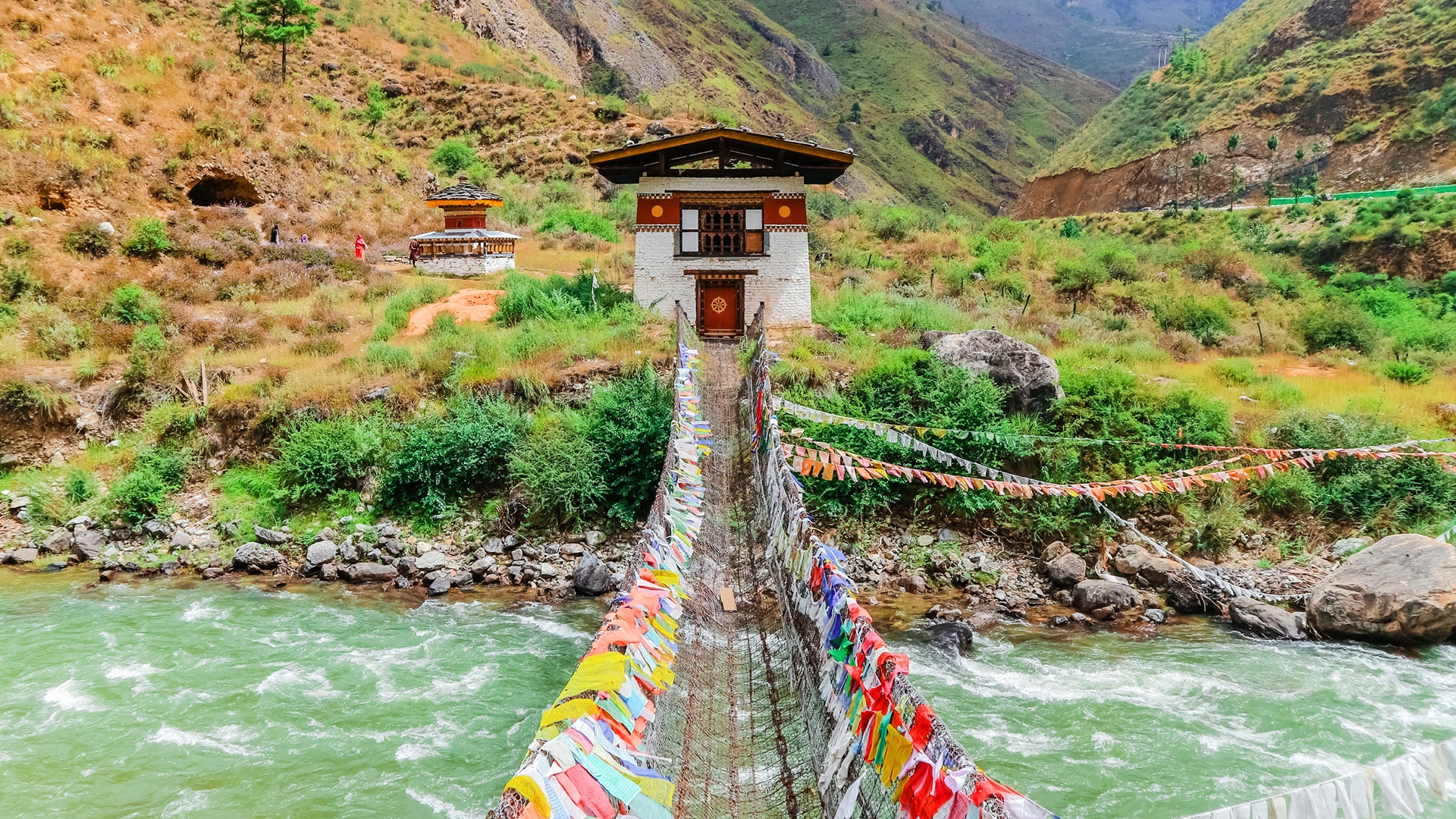 Tachogang Lhakhang Bridge Paro Bhutan