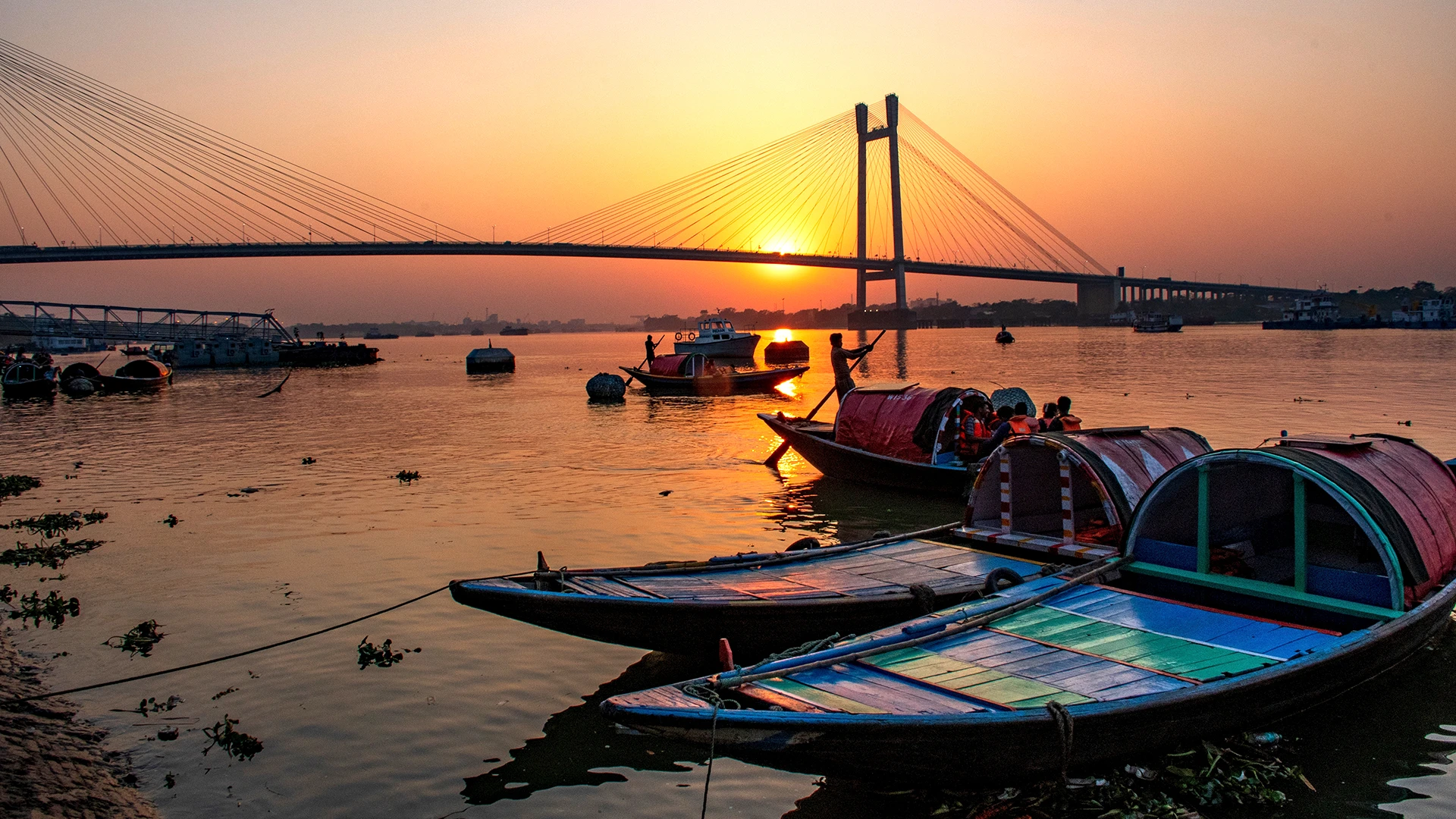 A sunset view on Hooghly river, Kolkata