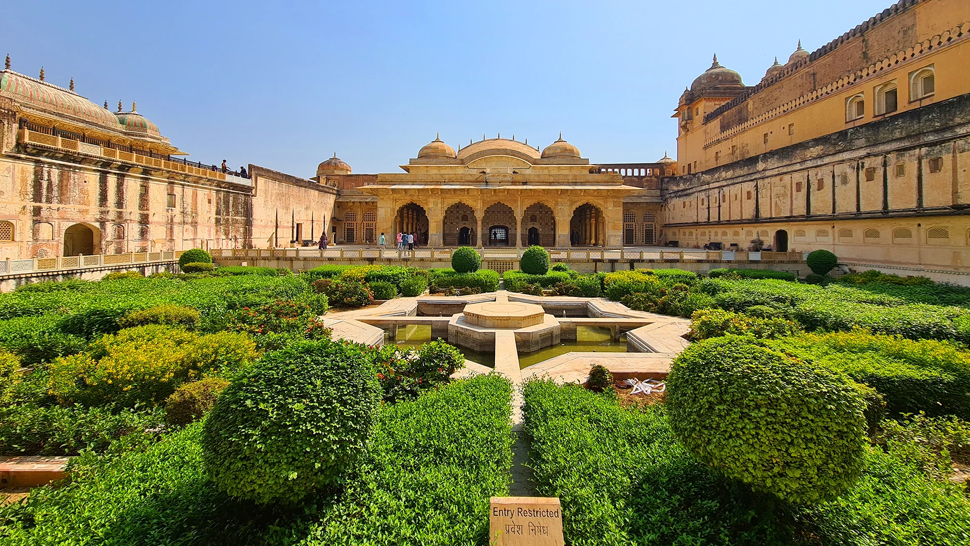 Amer Fort's landscaped courtyard