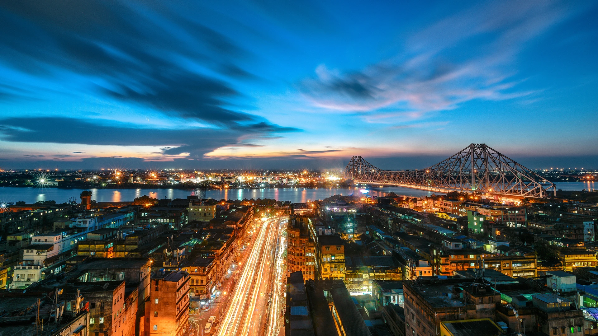 Kolkata at night, India