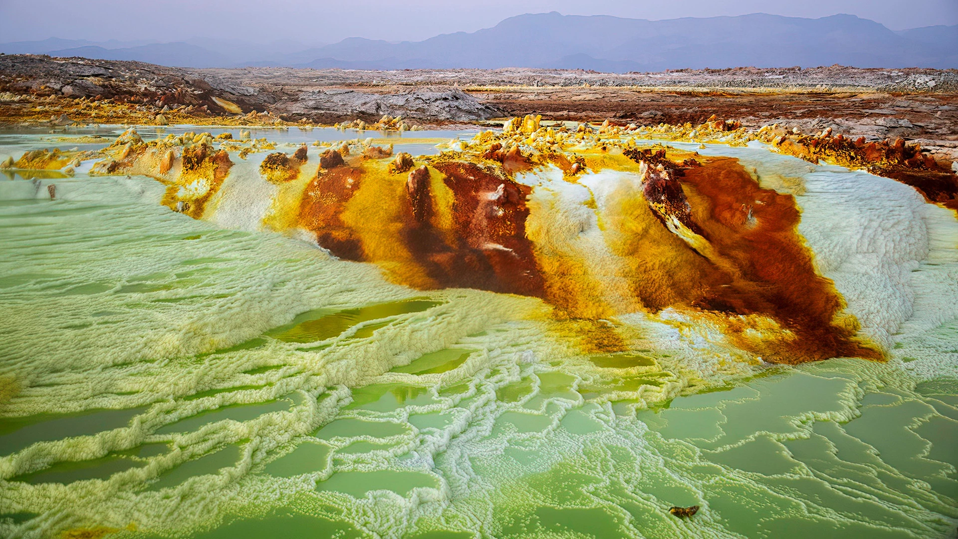 Sulphur Covered Ground at Danakil Depression Dallol Ethiopia