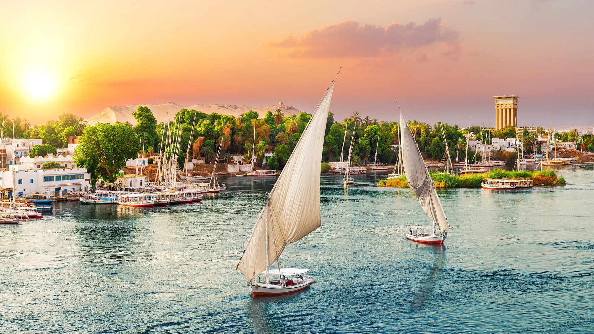 Sunset at the Nile, Aswan, Egypt