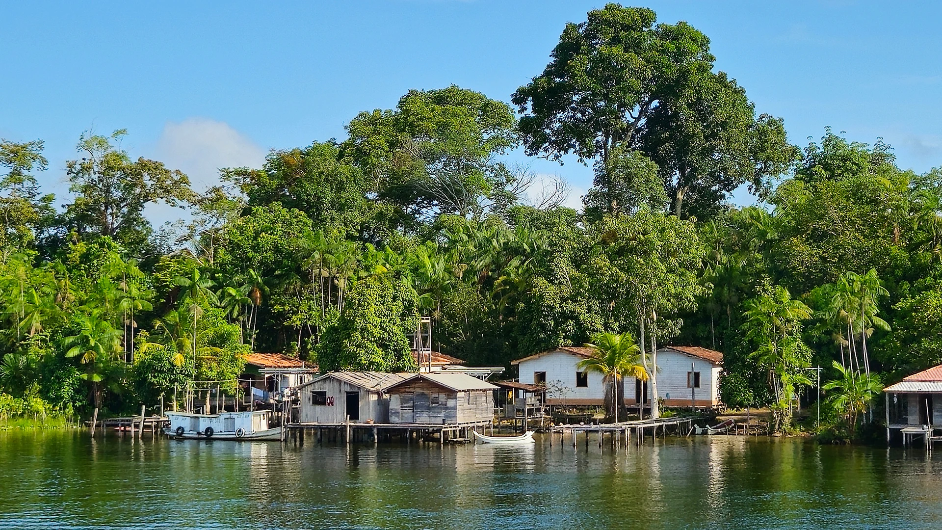 Town on the shore of the Yanayacu River in the Amazon