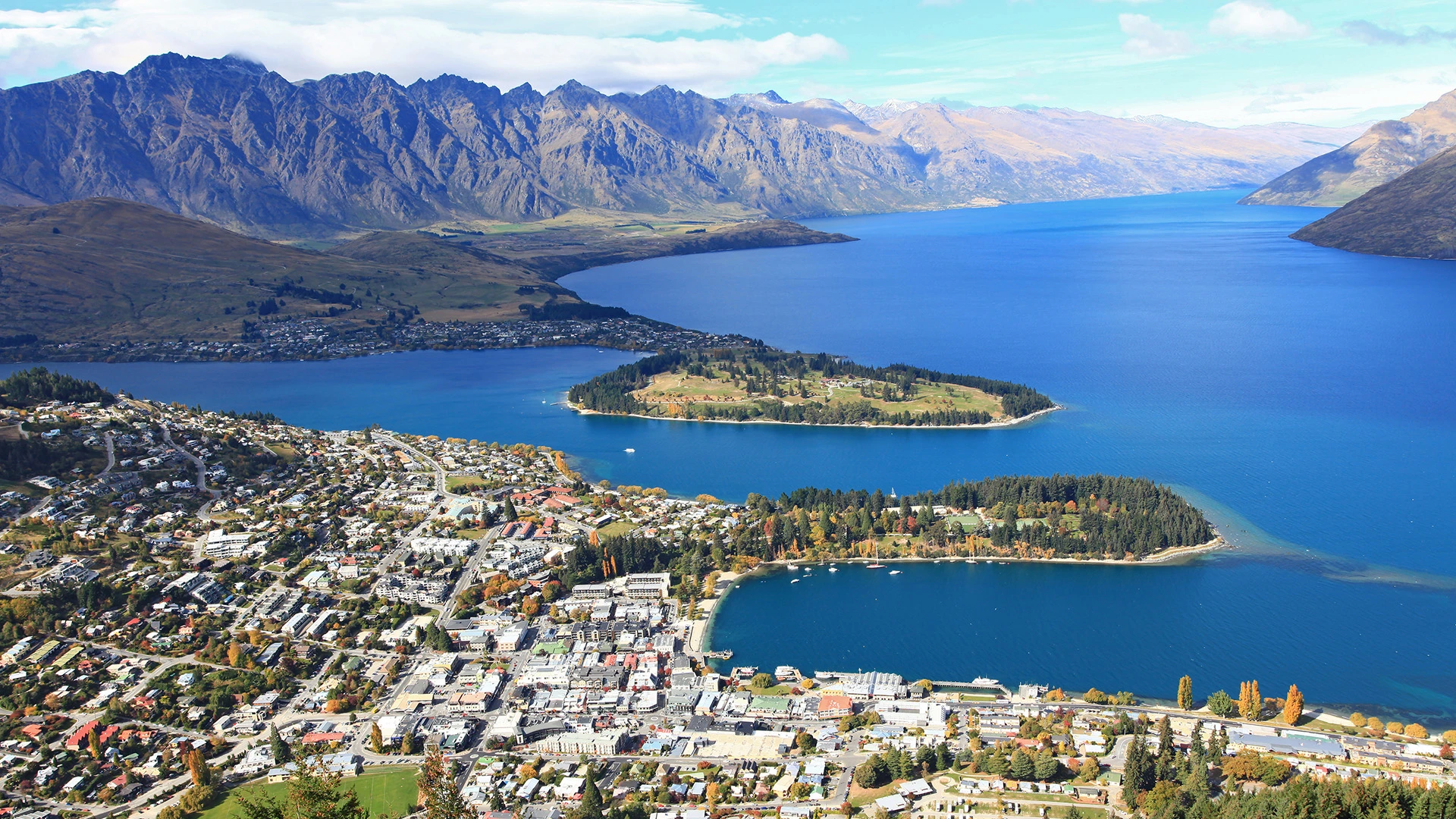 Cityscape Lake Wakatipu Queenstown Subantarctica Islands
