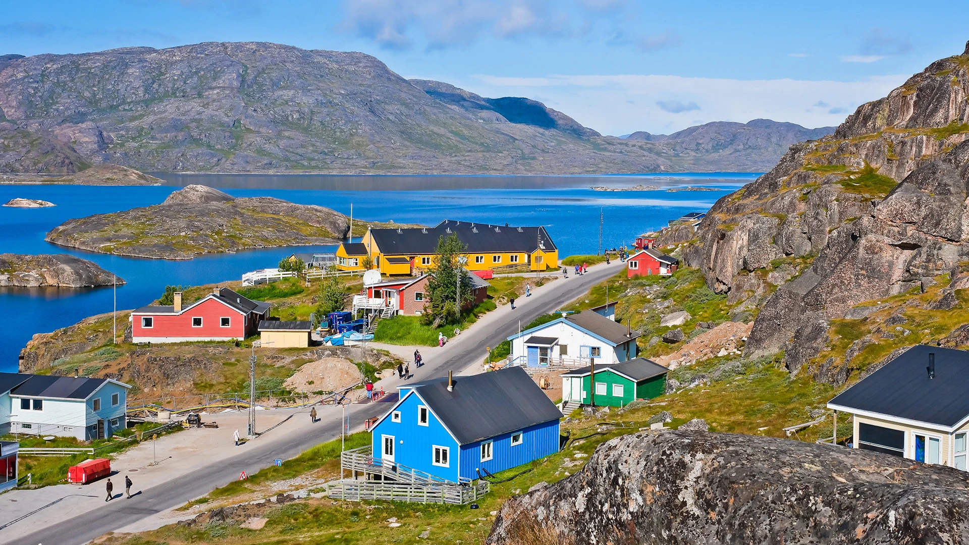 Cityscape of Qaqortoq and Tasersuaq Lake Greenland