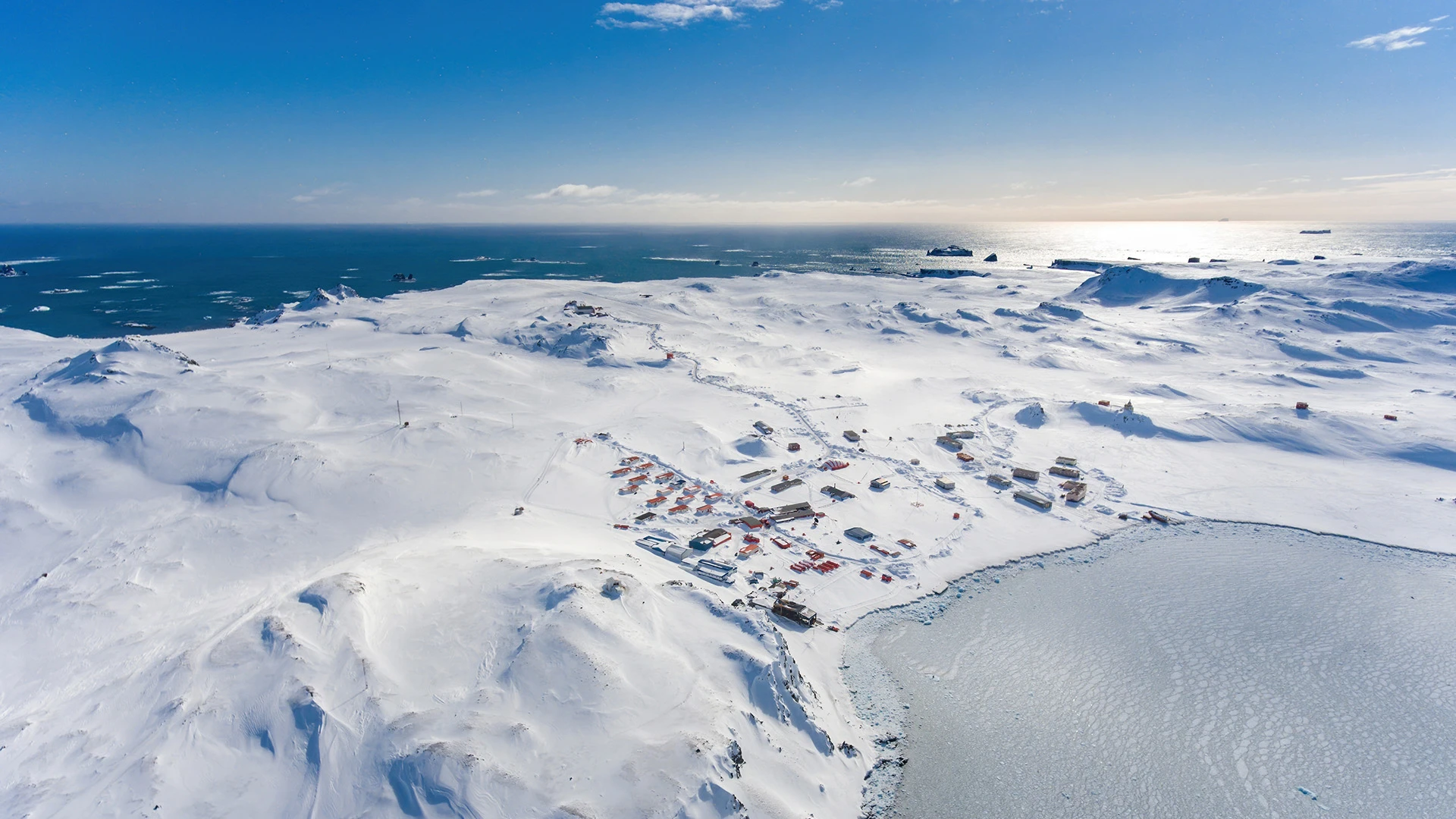Frozen Ardley Cove Research Station King George Island Antarctica