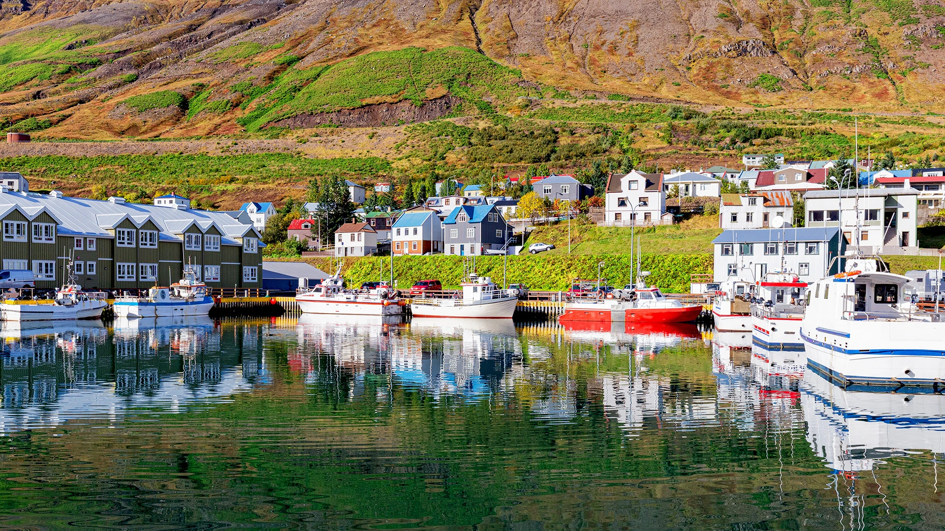 Fishing Boats and Yachts in the harbor of Siglufjördur Iceland