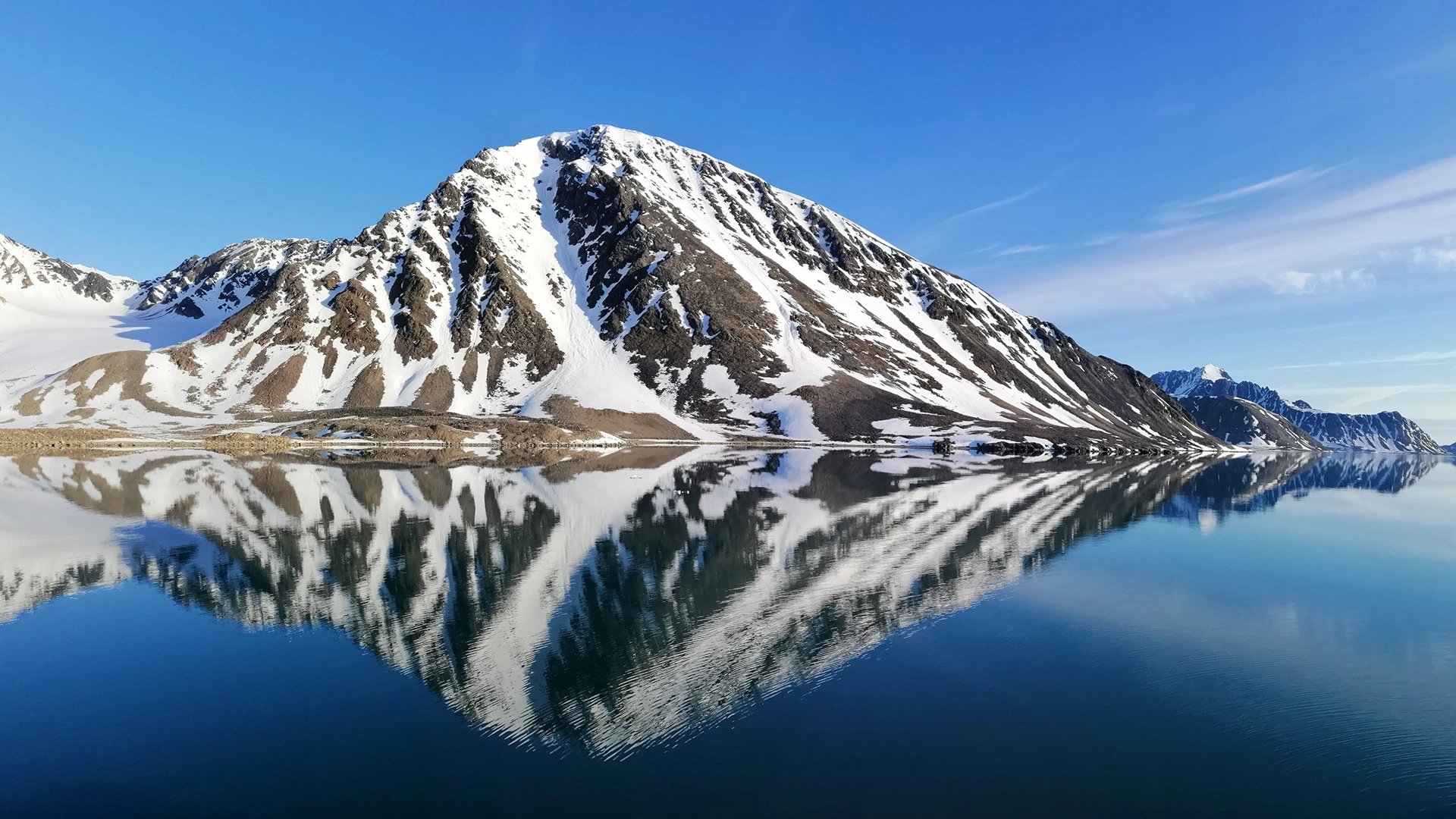 Rocky Mountains Reflection in Smeerenburg Svalbard