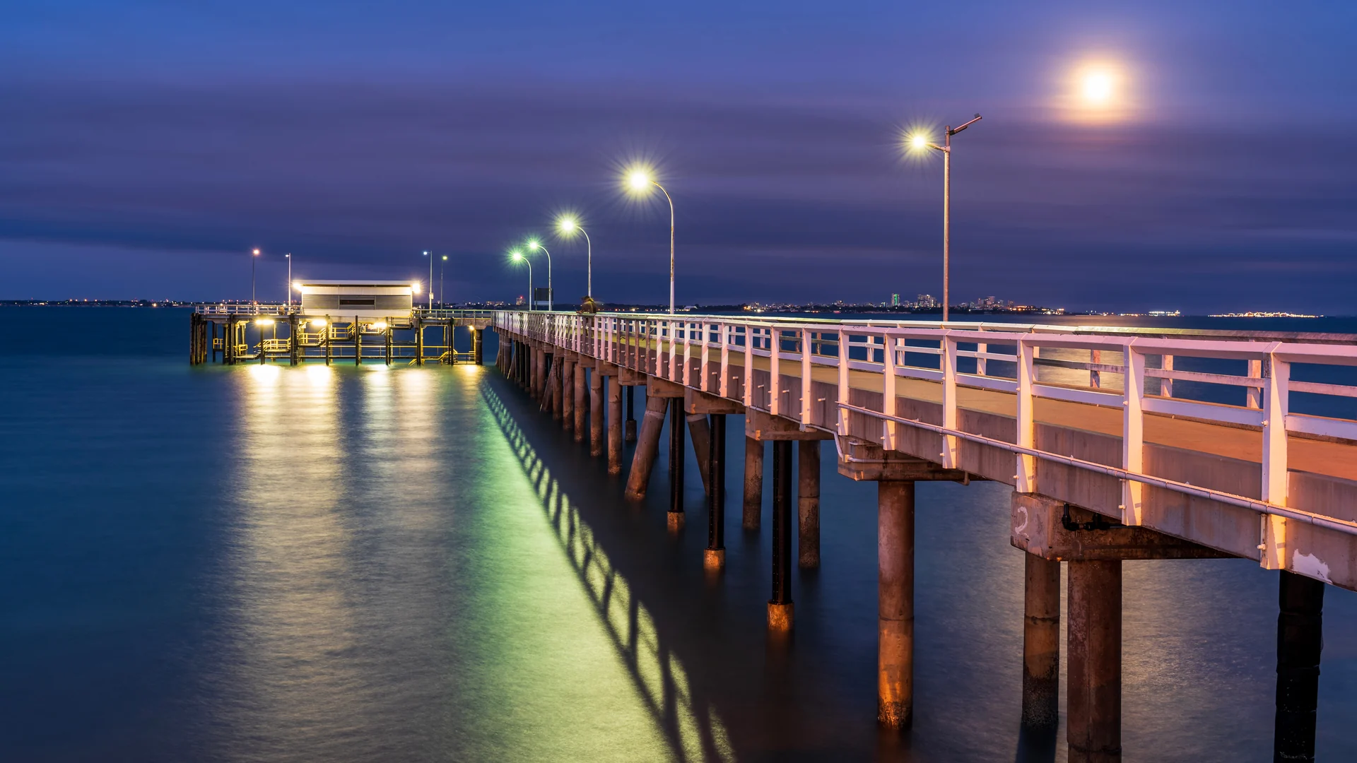 Darwin harbour jetty at dusk