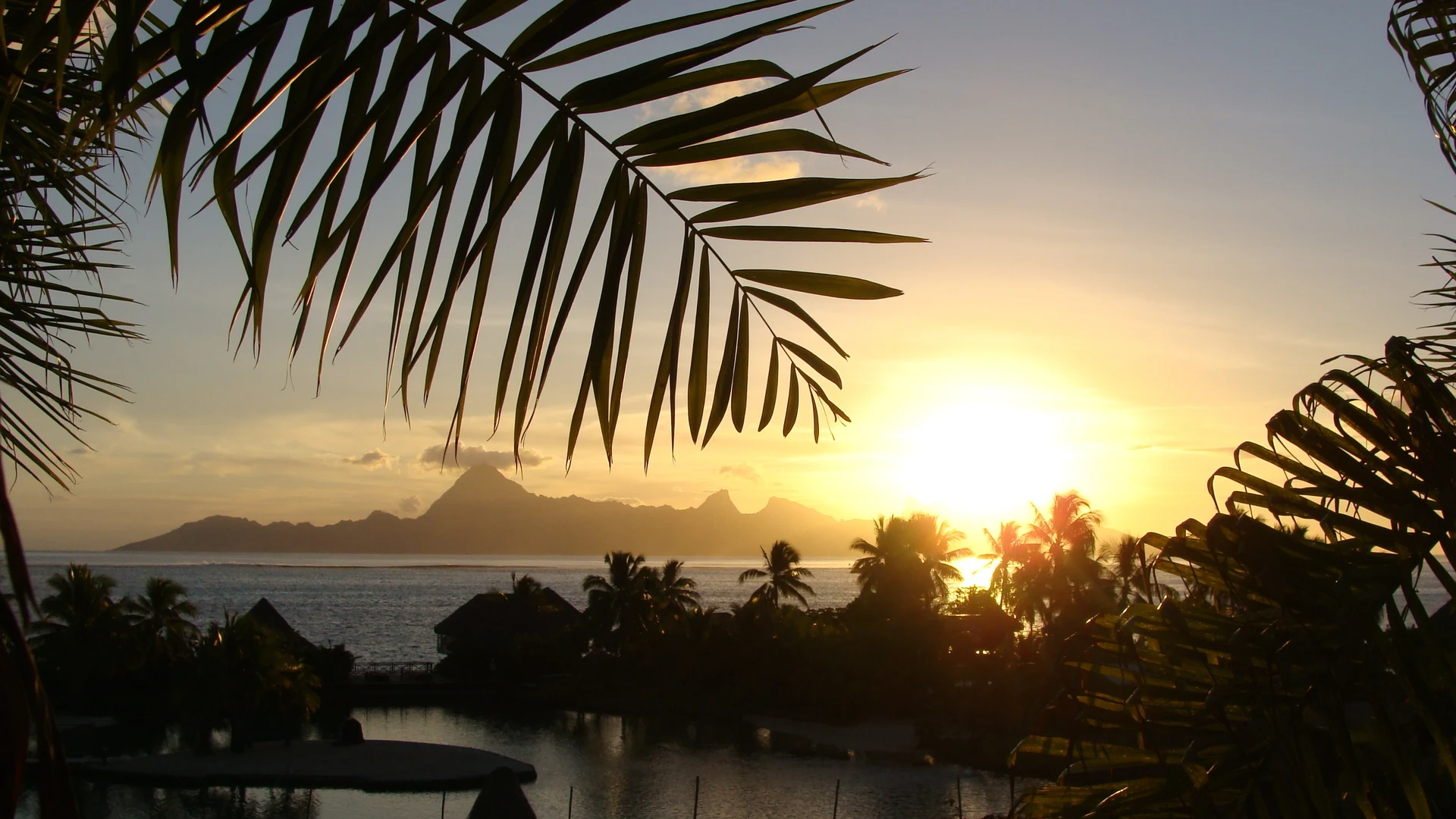 Sunset over the lagoon, Moorea, French Polynesia