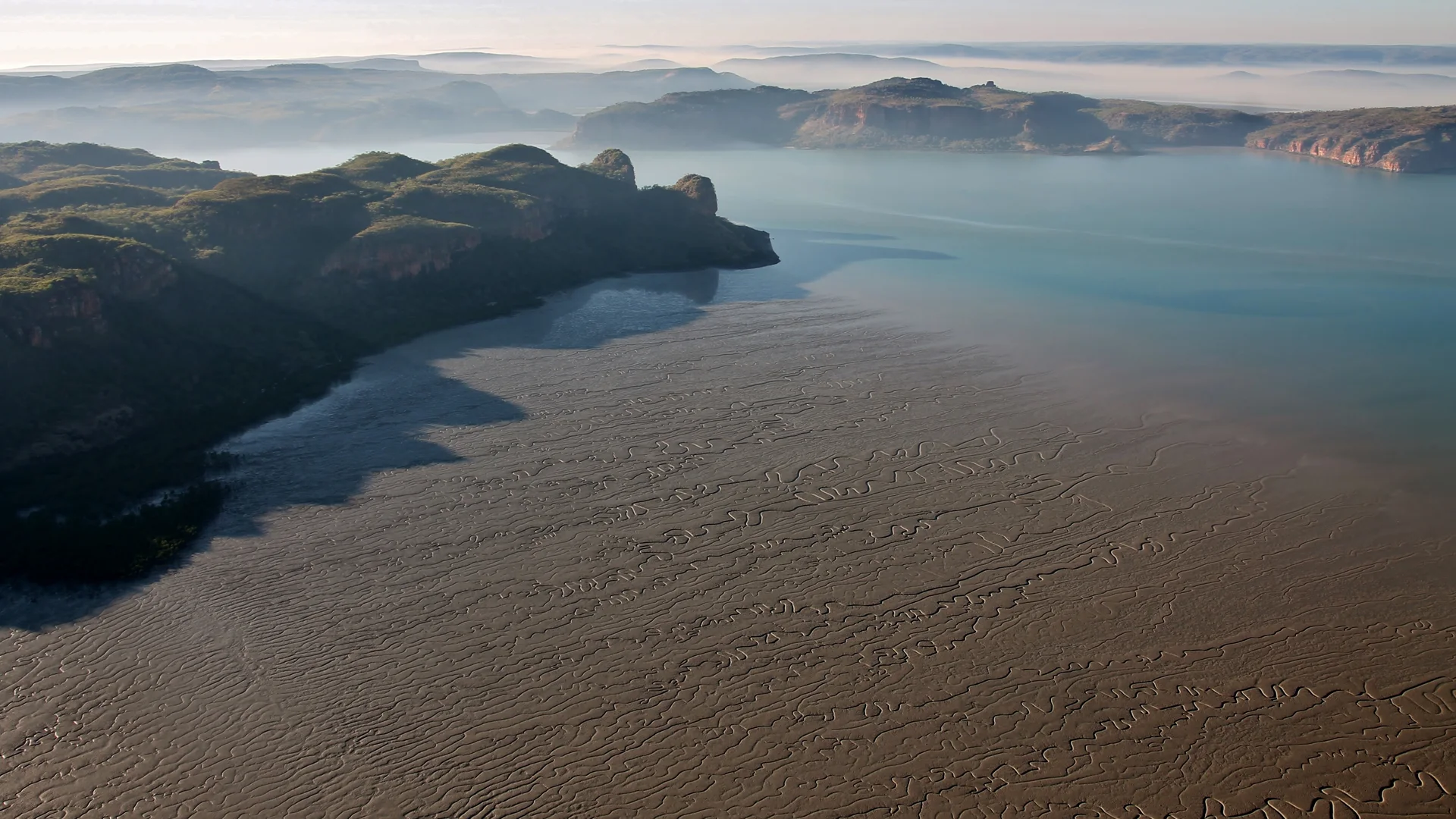 Misty remote Kimberley coastal wilderness at dawn