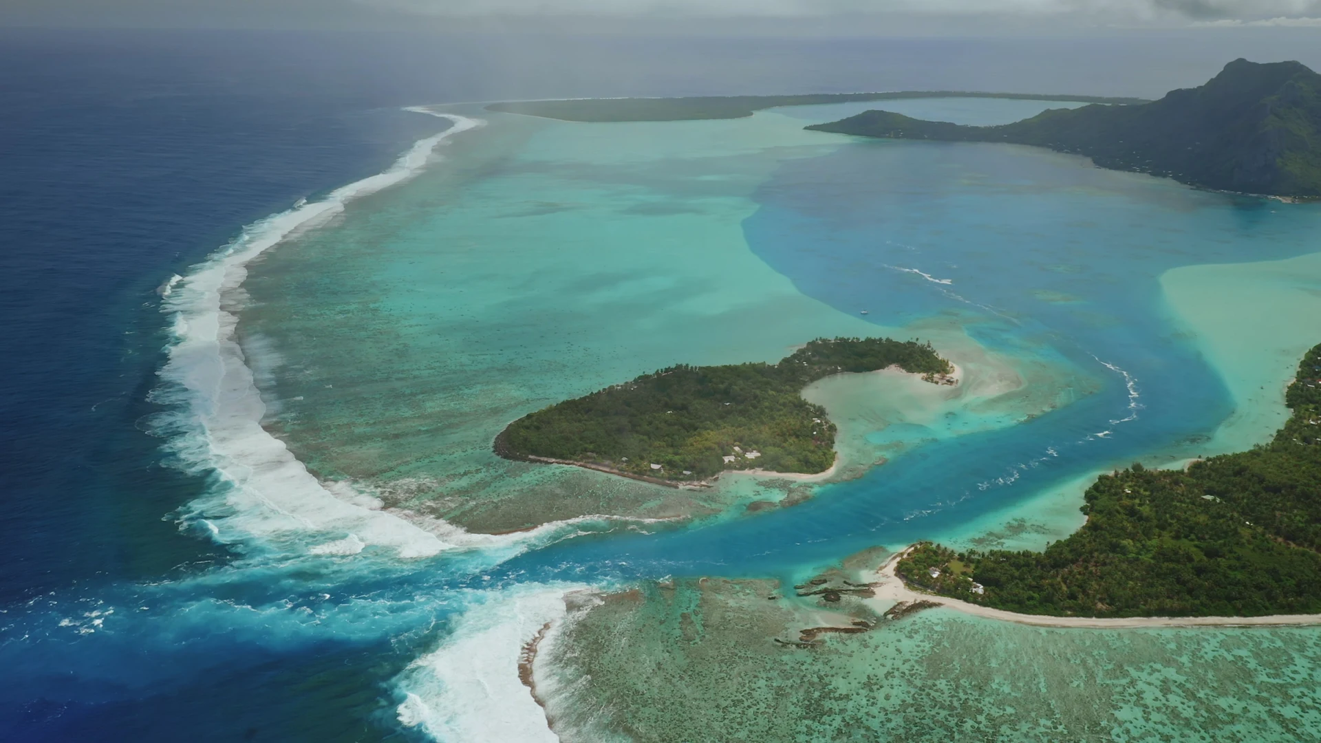 Aerial of Huahine, French Polynesia