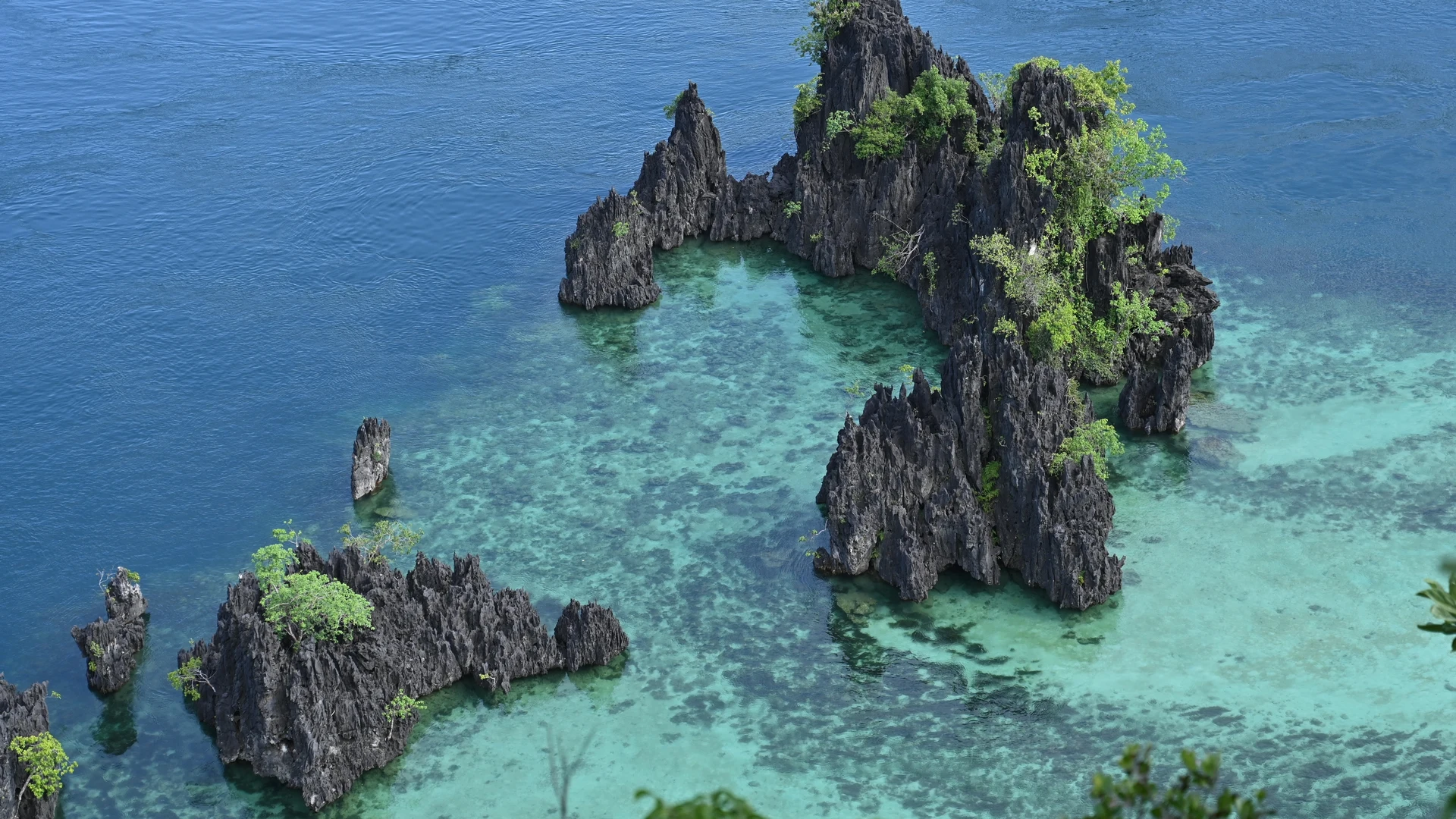 Karst outcrops and lagoon at Misool, Raja Ampat