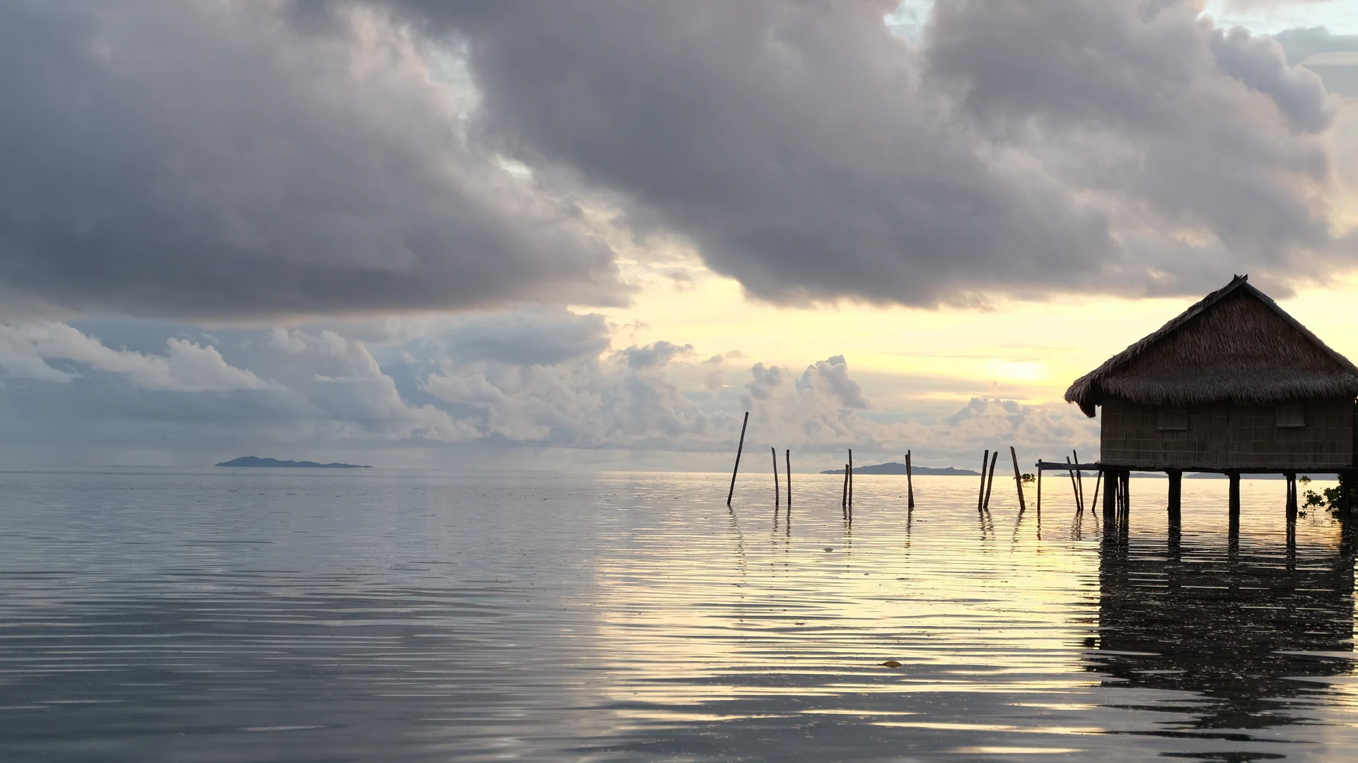 Sunset over the water at Sorong, West Papua