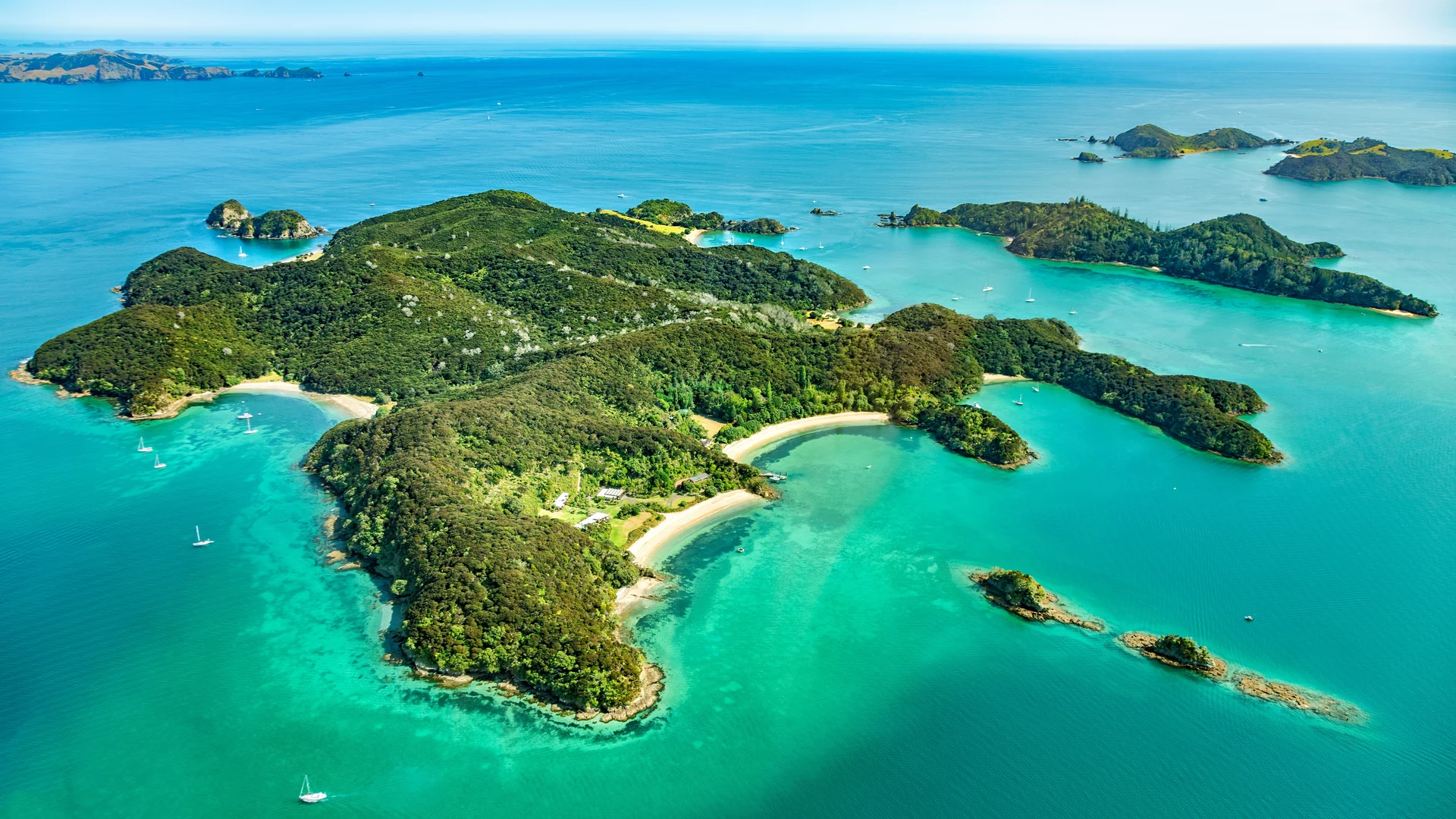 Islands of the Bay of Islands from the air