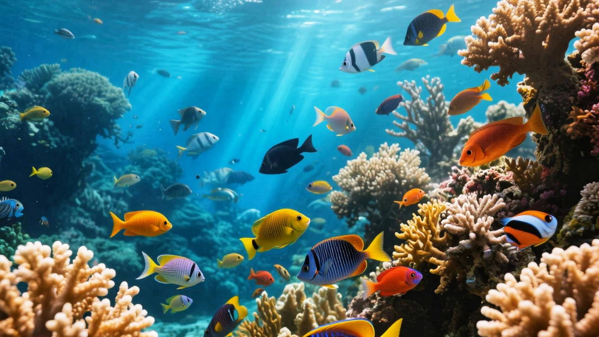 Vibrant Pacific coral reef teeming with fish
