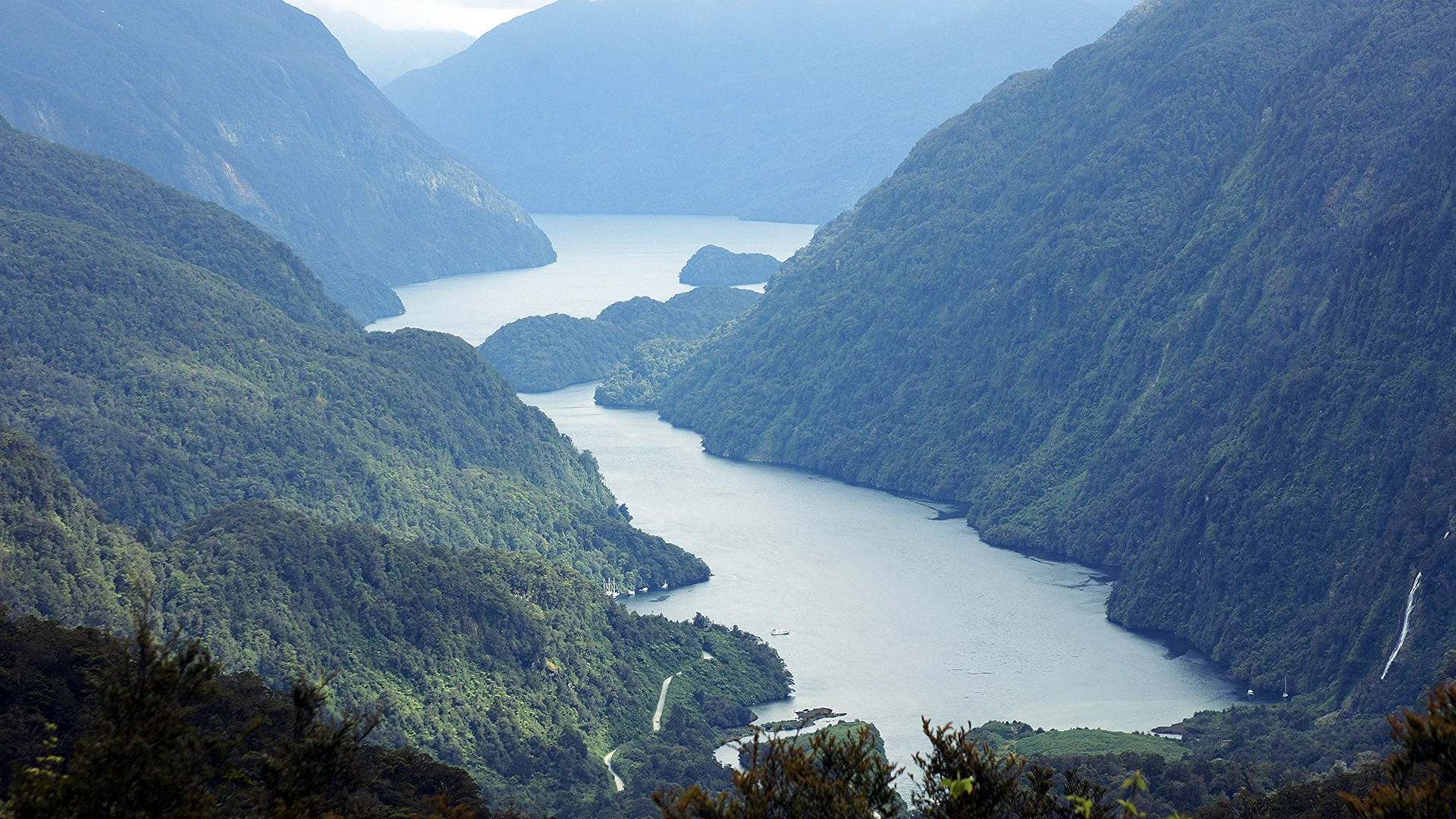 Aerial of Doubtful Sound, Fiordland