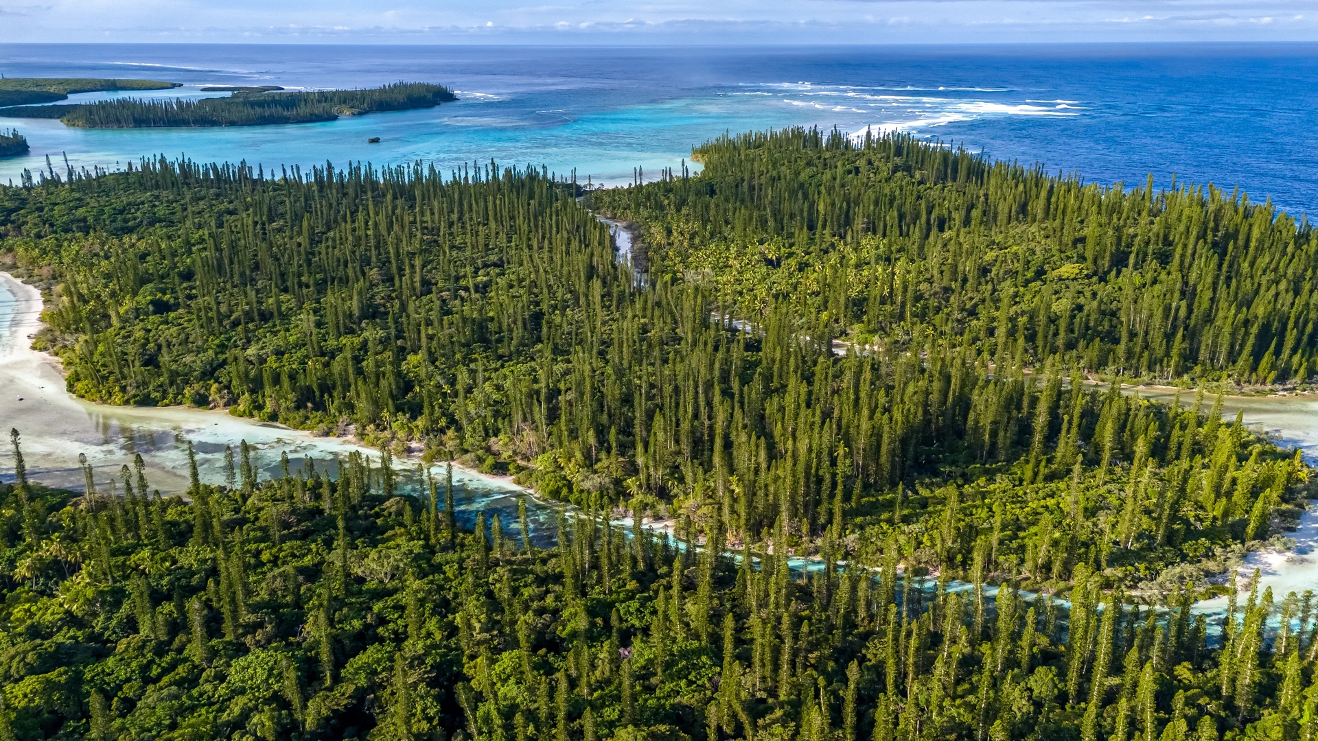 Aerial of Oro Bay, Isle of Pines, New Caledonia