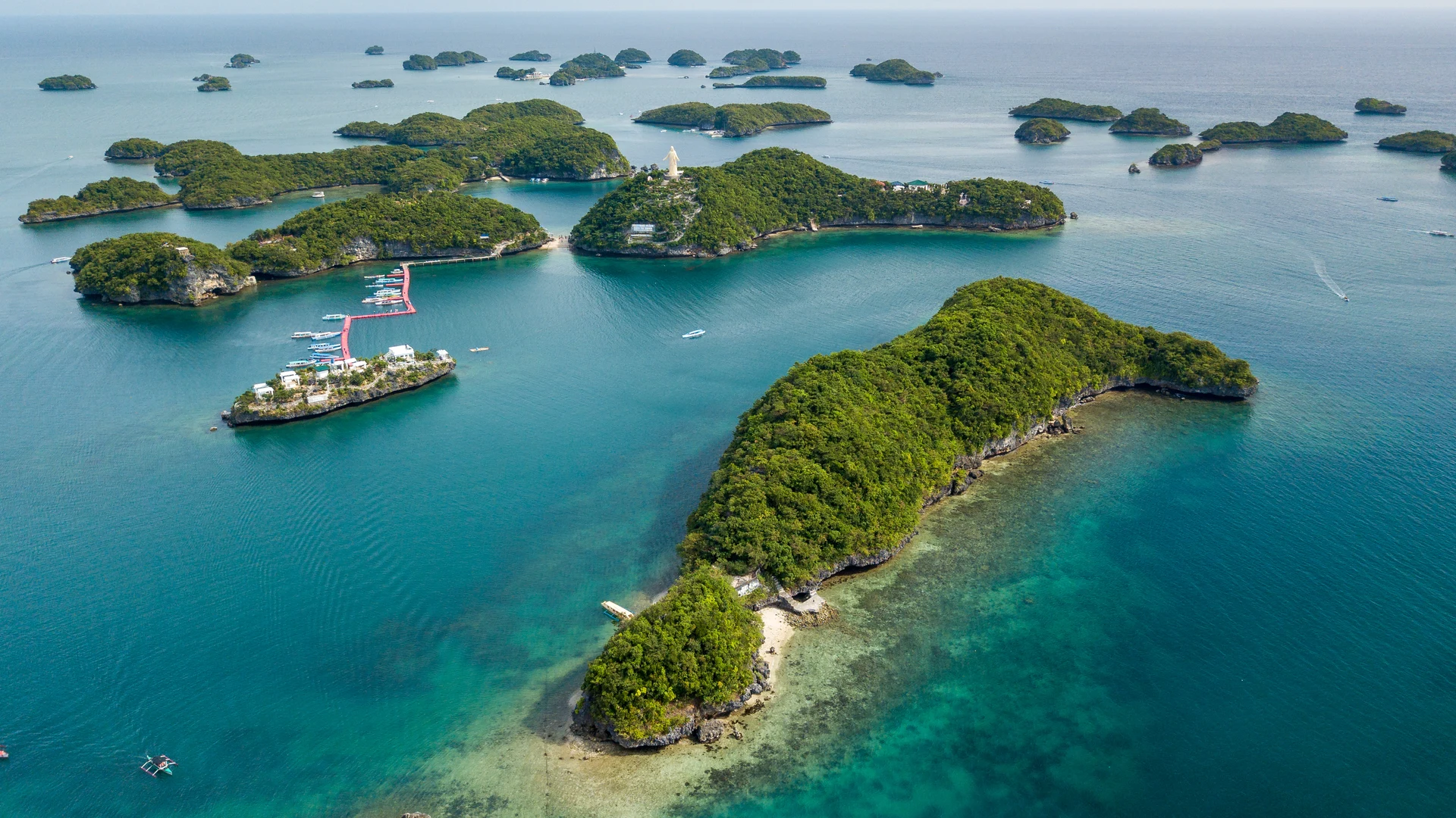 Aerial of the Hundred Islands National Park, Philippines