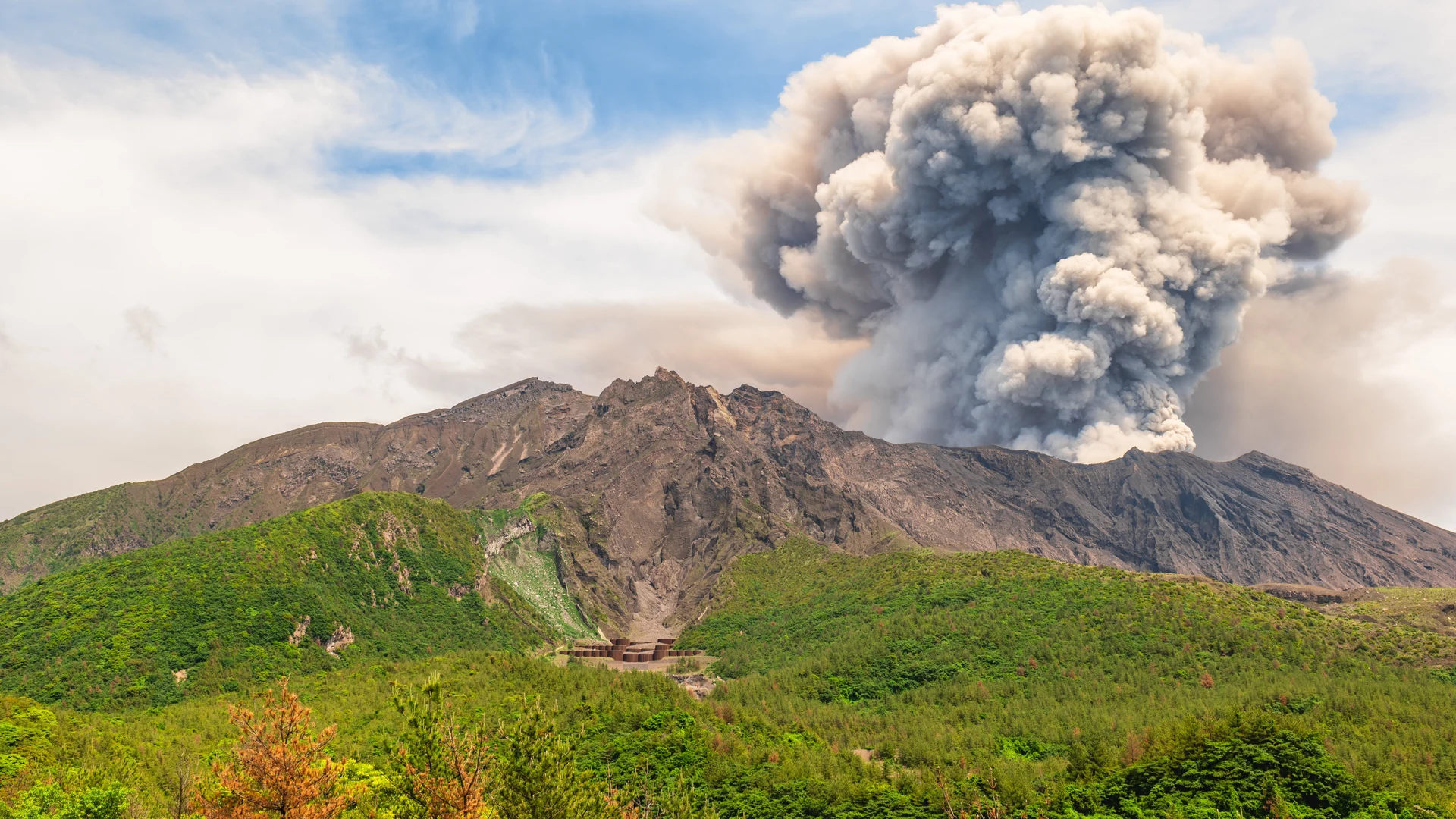 Sakurajima volcano above Kagoshima Bay