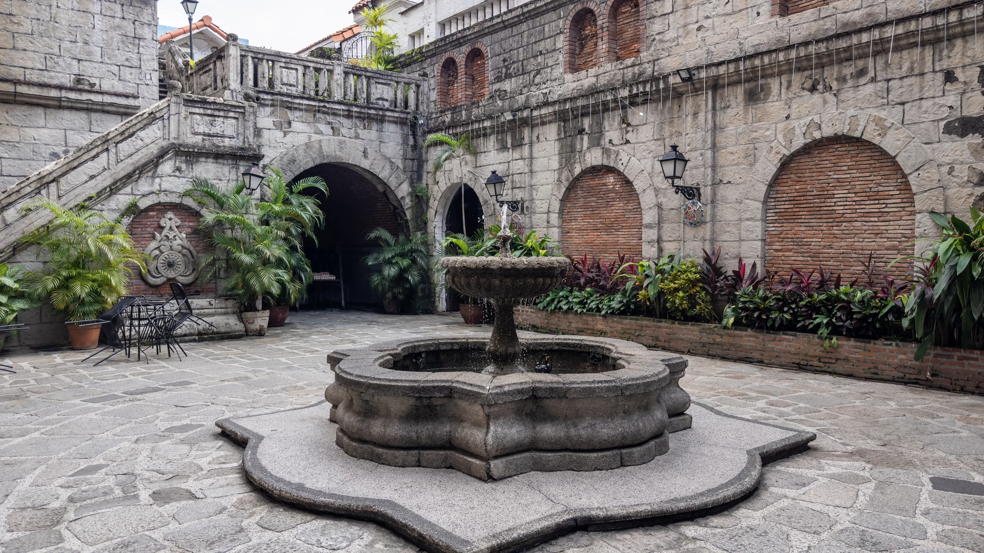 Historic stone courtyard, Intramuros, Manila