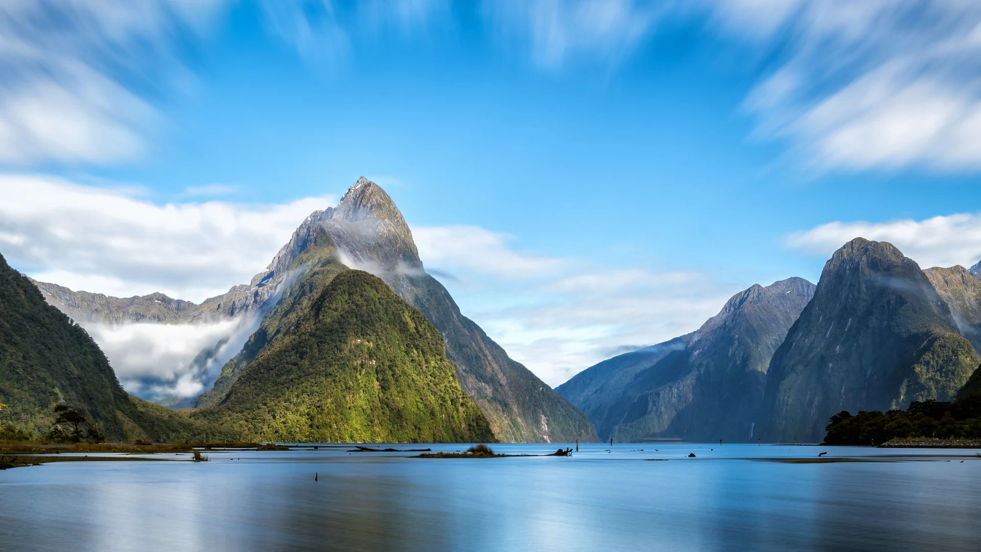 Mitre Peak over Milford Sound, Fiordland