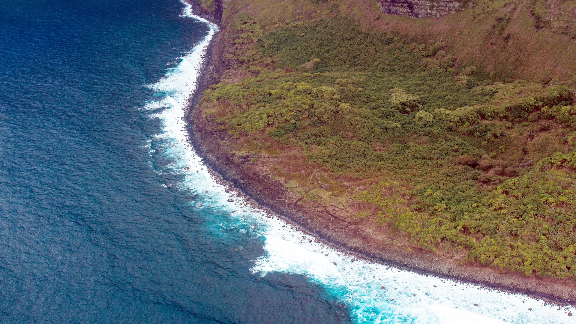 Aerial of Molokai's towering sea cliffs