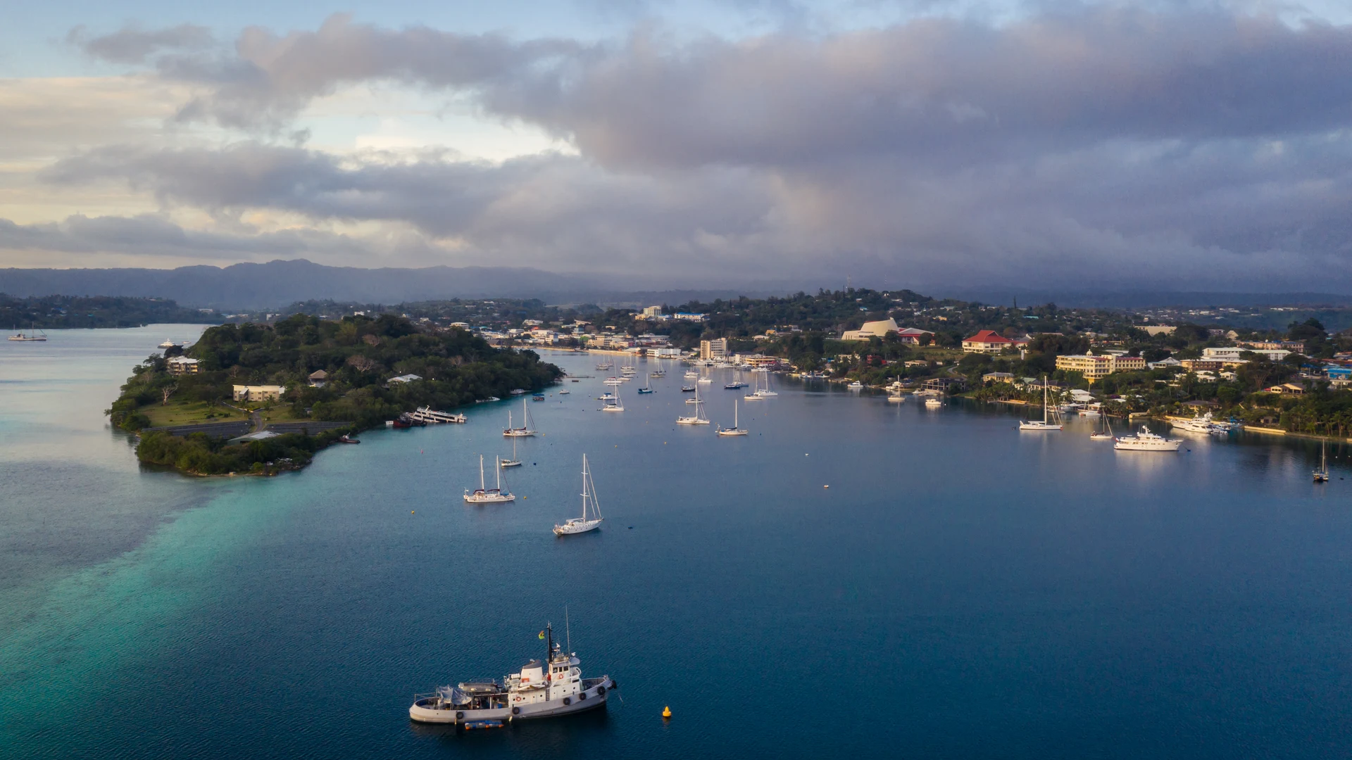 Port Vila harbour at dusk, Efate, Vanuatu
