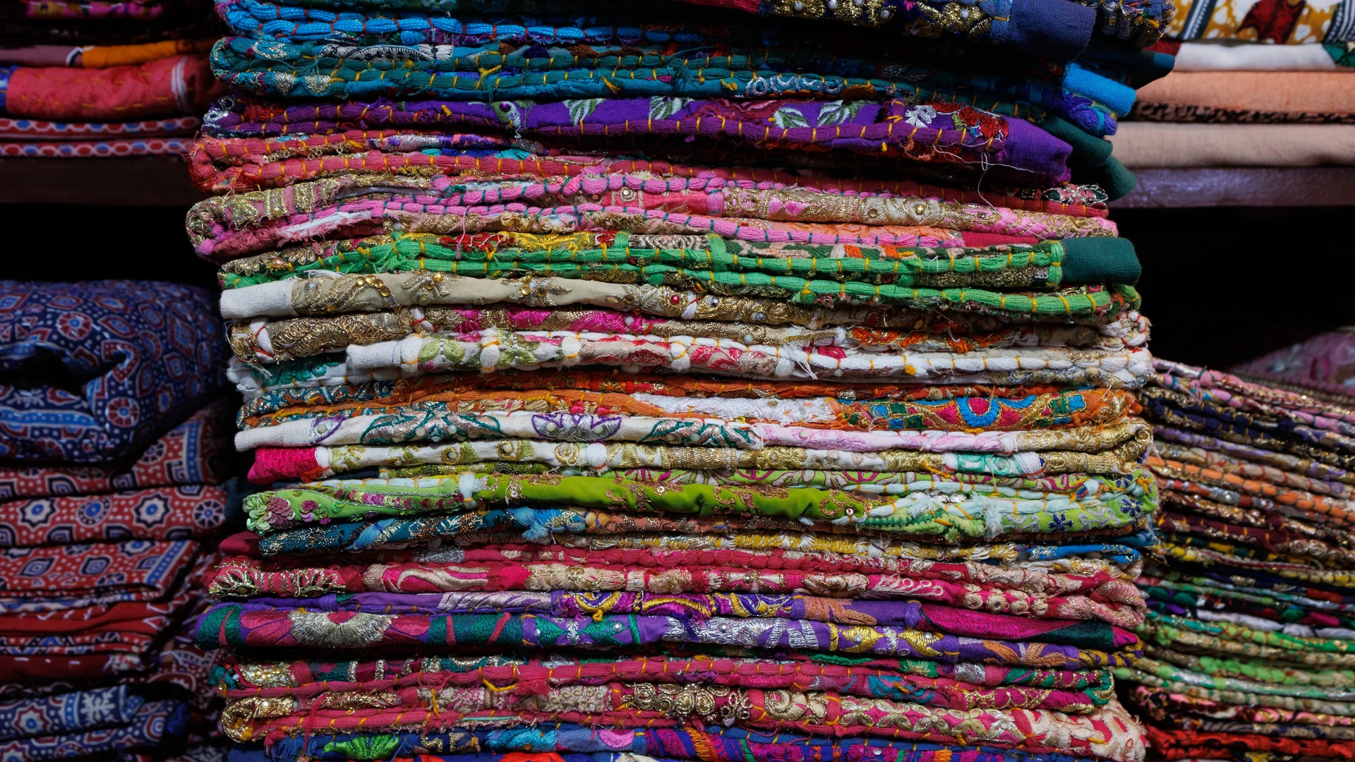 Colourful traditional Rajasthani fabrics
