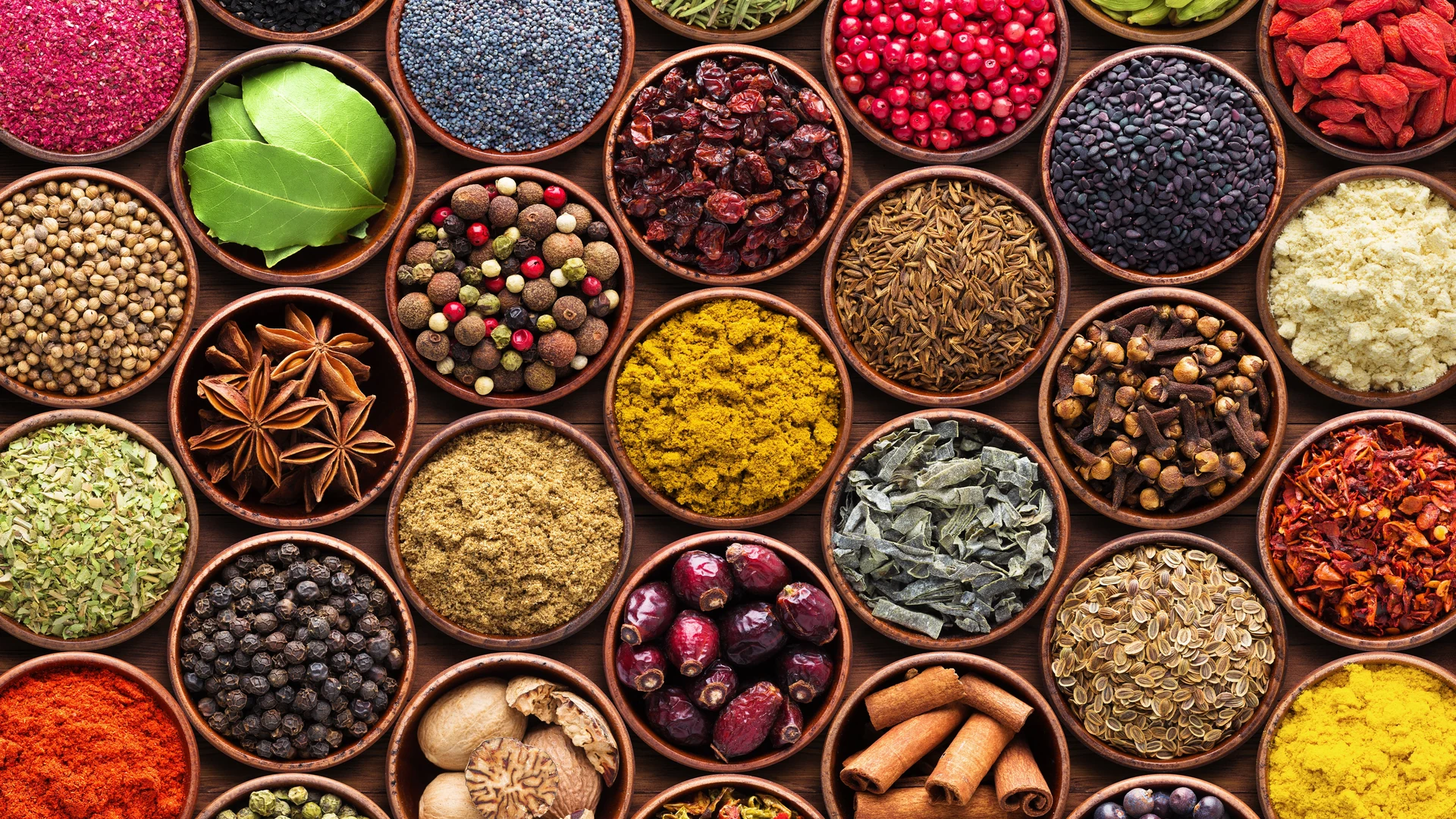 An assortment of Indian spices and herbs